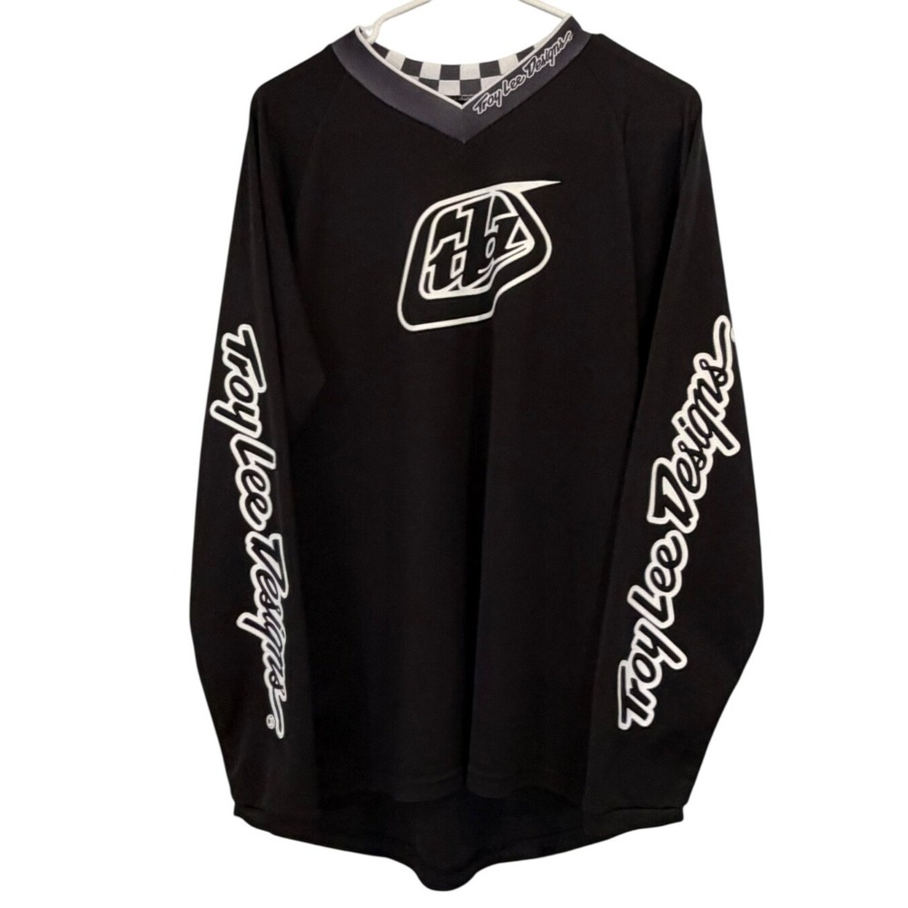 Troy Lee Designs Mens Black Motocross Jersey Long Sleeve Mesh MTB BMX Medium